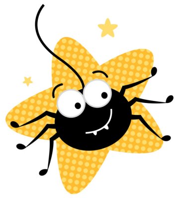 Sticker Glimlachende zwarte spin op een sterachtergrond