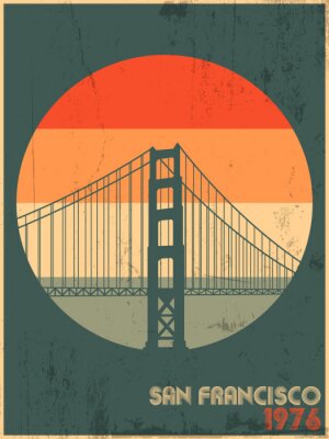 Sticker Golden Gates Bridge San Francisco 1976 Original Poster 