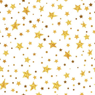 Sticker Golden schitterende sterren naadloos patroon. Vector fonkelende achtergrond.