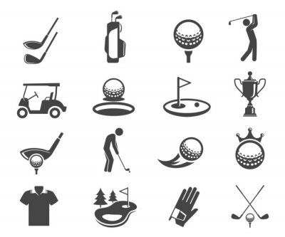 Sticker Golf sport game vector glyph icons set