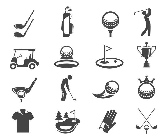 Sticker Golf sport game vector glyph icons set