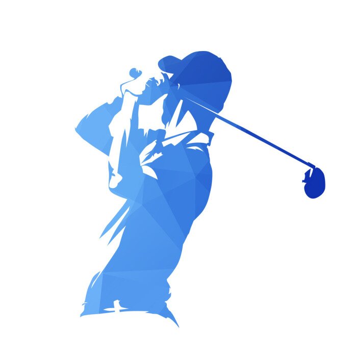 Sticker Golfspeler, abstract blauw geometrisch vectorsilhouet