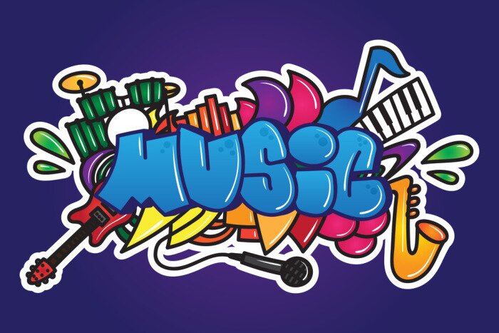 Sticker Graffiti. Music word