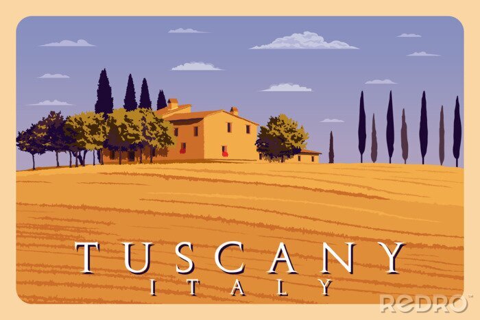 Sticker Grafisch beeld van Toscane