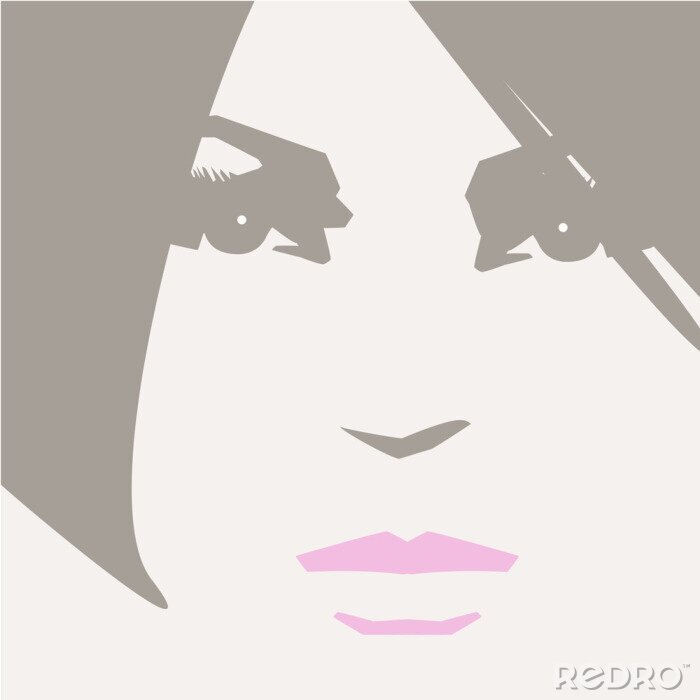 Sticker Grafisch vrouwengezicht