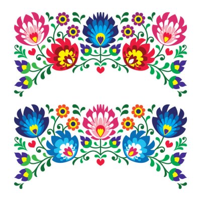 Poster Grafische elementen met volksornamenten