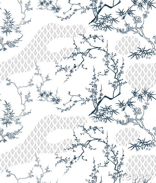 Sticker Grafische natuurmotieven van bamboe