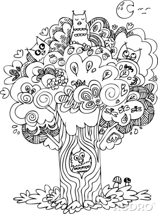 Sticker Grappig boom met schattige gehuil