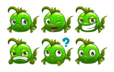 Sticker Grappige cartoon groene vis