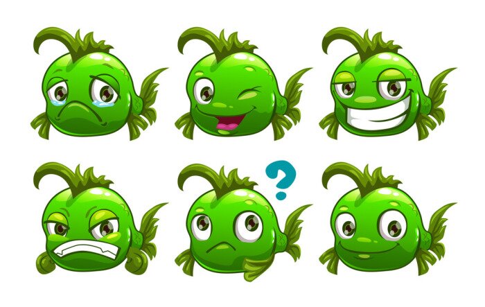 Sticker Grappige cartoon groene vis