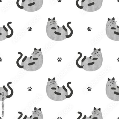 Behang Grappige grijze katten met zwarte staarten