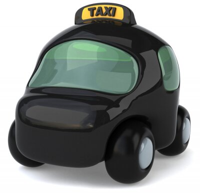 Sticker Grappige kleine zwarte taxi