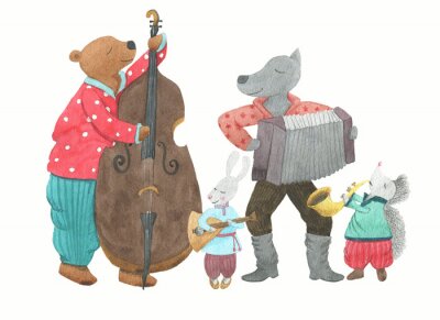 Sticker Grappige muzikale groep dieren