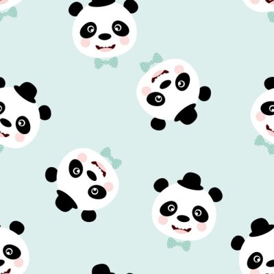 Behang Grappige panda's in hoeden