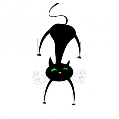Sticker grappige zwarte kat illustratie
