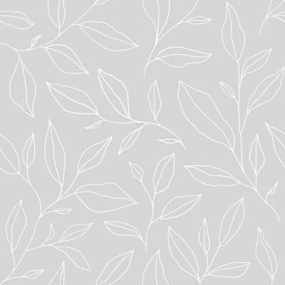 Behang Grijs minimalistisch bloemenpatroon