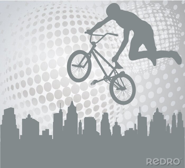 Sticker Grijs motief met fietser