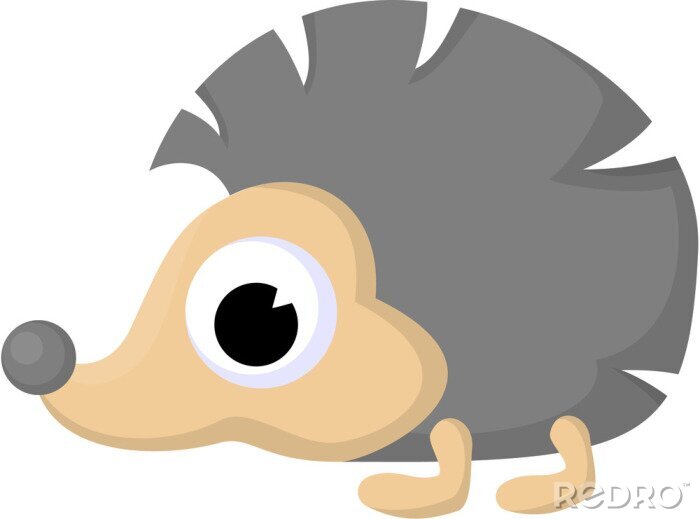Sticker Grijsbruine egel met grote ogen