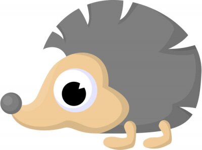 Sticker Grijsbruine egel met grote ogen