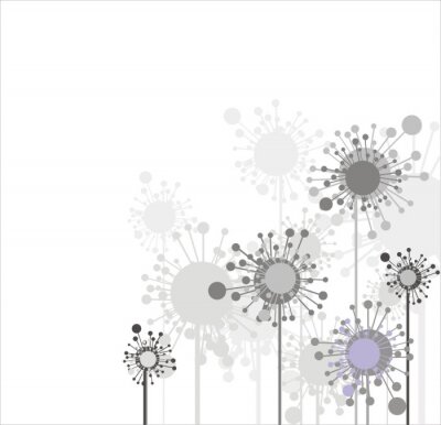 Sticker Grijze bloemen op een witte achtergrond