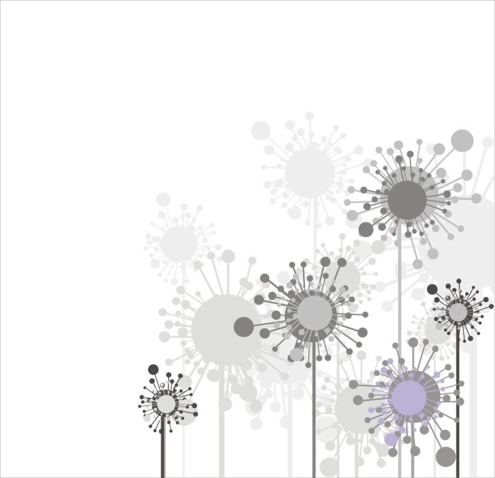 Sticker Grijze bloemen op een witte achtergrond