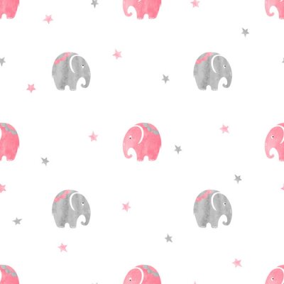 Grijze en roze olifanten