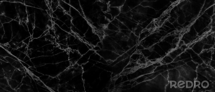 Sticker Grijze lijnen op zwart marmer