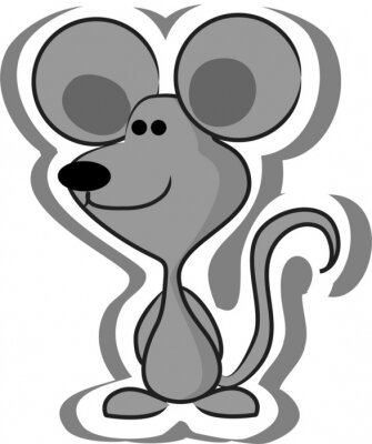 Sticker Grijze muis met grote ronde oren