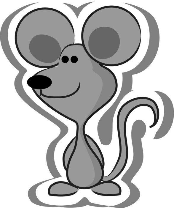 Sticker Grijze muis met grote ronde oren