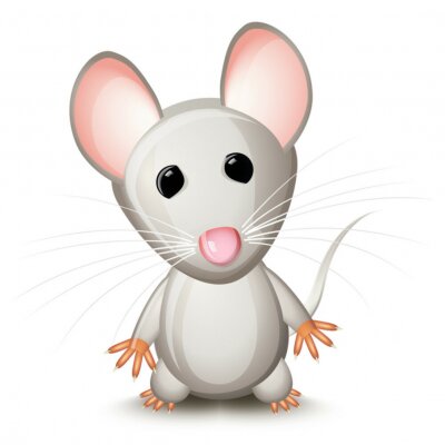 Sticker Grijze muis met lange snorren
