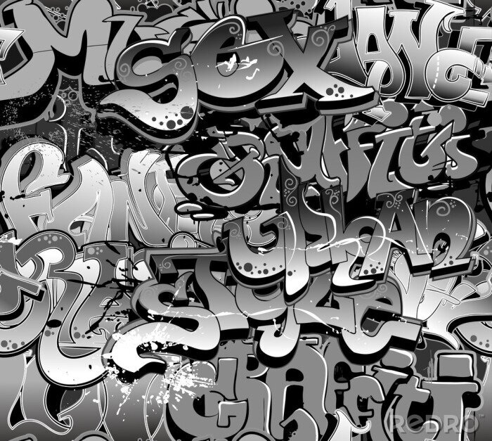 Sticker Grijze opschriften op de muur