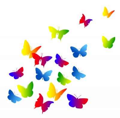 Sticker Groen gele en rode vlinders