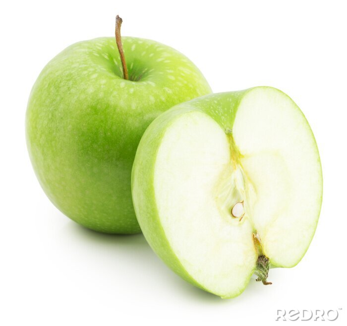 Sticker Groene appel geheel en half