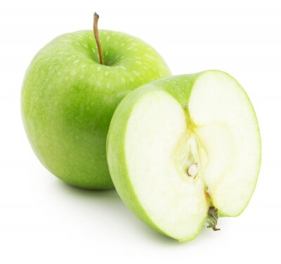 Sticker Groene appel geheel en half