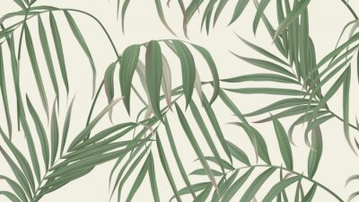 Groene palmbladeren op een lichtbruine achtergrond