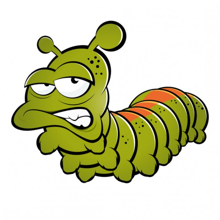 Sticker Groene rups met een oranje streep