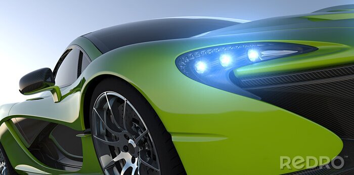 Sticker groene sportcar closeup