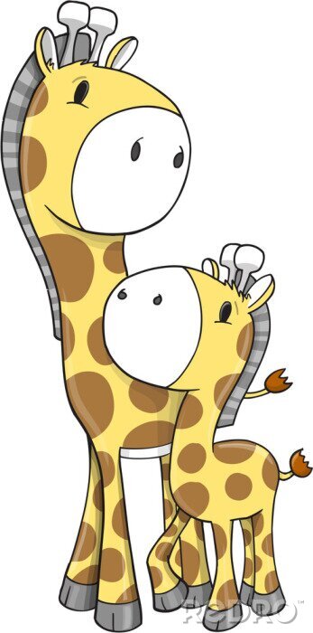 Sticker Grote en kleine giraf vrolijke illustratie
