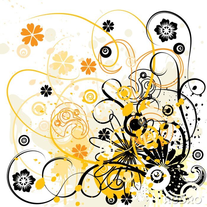 Sticker grunge florale achtergrond