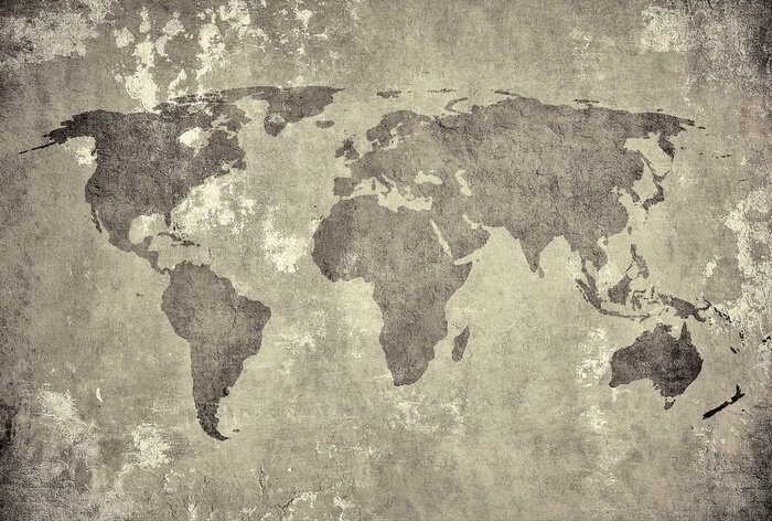 Sticker grunge map of the world