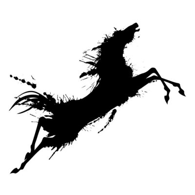 Sticker Grunge springpaard silhouet