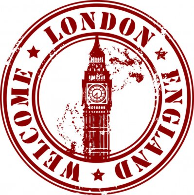 Sticker Grunge stempel met Londen, Engeland, Welkom binnen