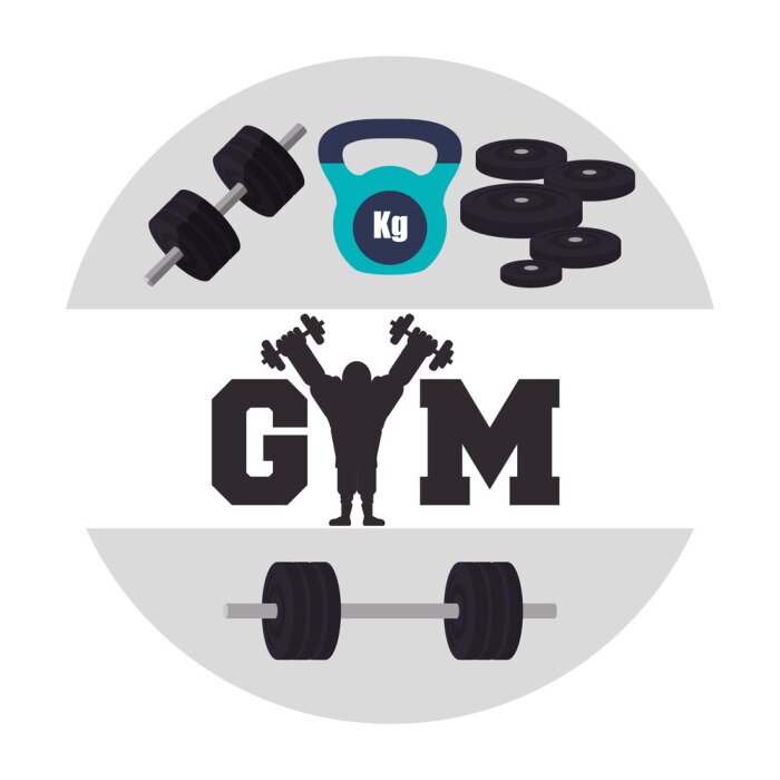 Sticker Gym en fitness iconen ontwerp
