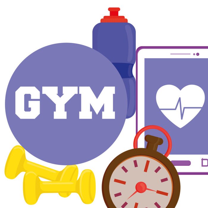 Sticker Gym en fitness iconen ontwerp