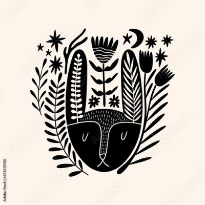 Haas ornamenten in de stijl van Scandinavische folk