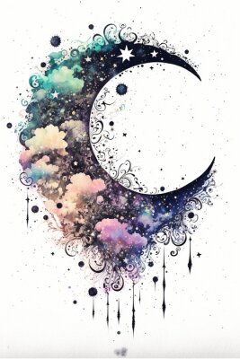 Sticker Halve maan met ornament