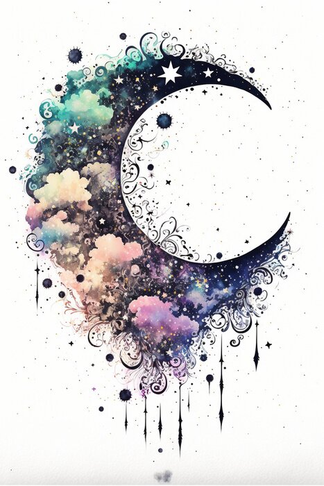 Sticker Halve maan met ornament