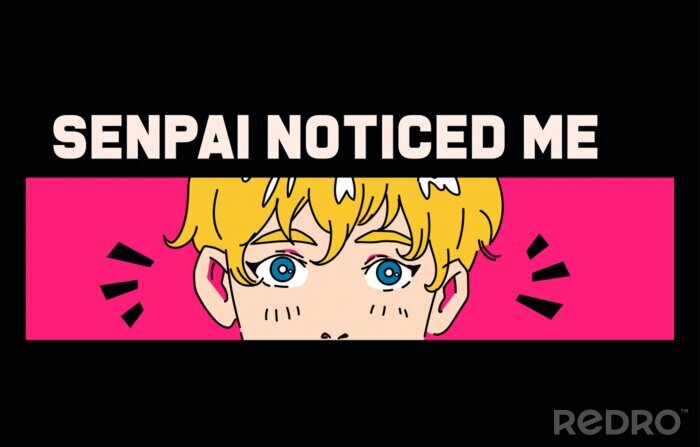 Sticker Hand drawn illustration with comic strip anime boy with speech bubble. Cool trendy print for t-shirt, wall poster, notebook cover. 