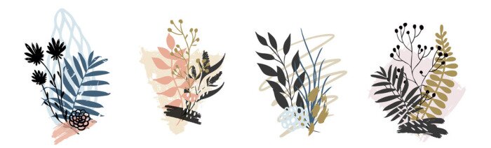 Sticker Hand drawn vector abstract tropical leaves background isolated on white. Vector