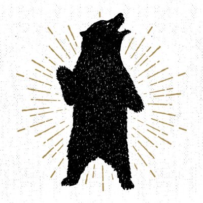 Sticker Hand getrokken tribale icoon met een geweven grizzly beer vector illustratie.
